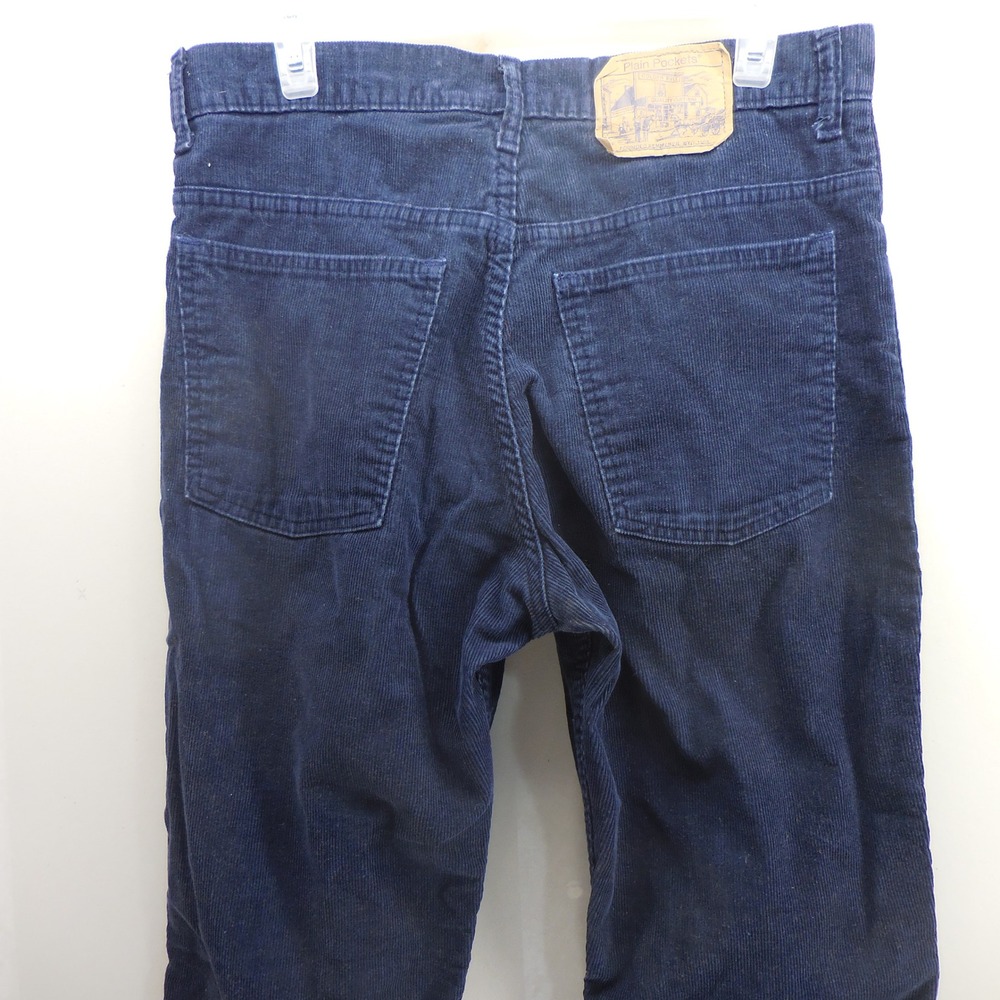 Vintage JCPenney Plain Pockets Navy Blue Corduroy Flared Pants Mens 32x28 70s - Picture 4 of 10